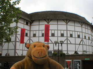 Mr Monkey looking at the Globe Theatre