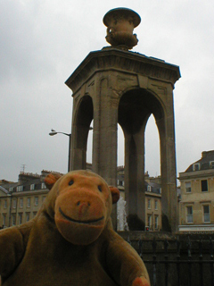 Mr Monkey admiring the Terrace Walk Island fountain