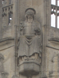 Christ over the door of Bath Abbey