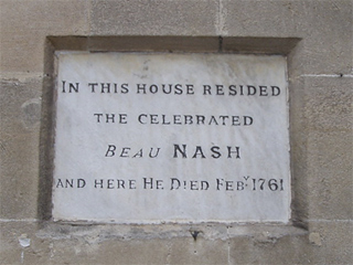 The plaque on the Beau Nash house