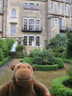 Mr Monkey looking at the garden of Nº4 The Circus