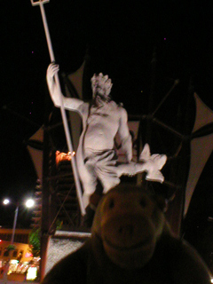 Mr Monkey looking at Neptune in the dark