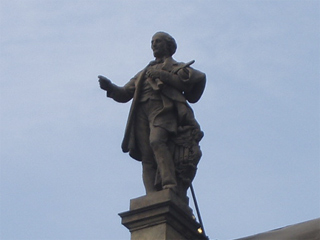 A statue atop the Rudolfinum
