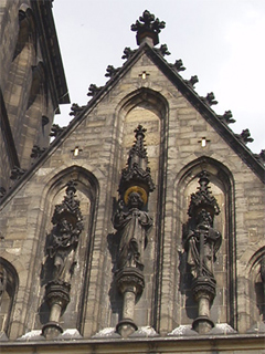 Statues on the front of the church