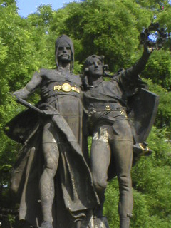 Myslbek's statue of Záboj and Slavoj