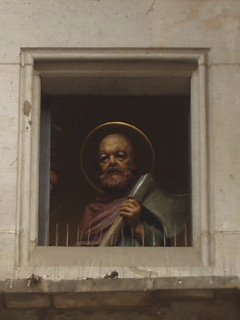 A saint with a large axe