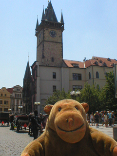 Mr Monkey looking at the Old Town Hall