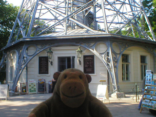 Mr Monkey looking at the base of the Observation Tower