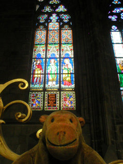Mr Monkey looking at more stained glass