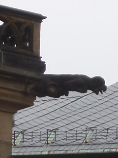 A gargoyle looking down from St Vitus Cathedral