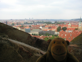 Mr Monkey looking down on the gardens of the Wallenstein Palace