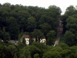 The track of the funicular on Petřín Hill