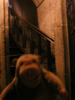 Mr Monkey on the stairs inside the Powder Tower