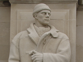 A stone sailor on the Portsmouth Naval Memorial