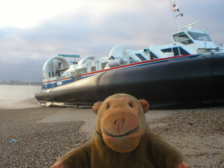Mr Monkey watching the hovercraft start to turn