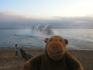 Mr Monkey watching the hovercraft pick up speed