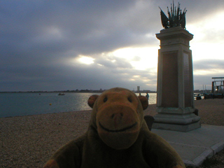 Mr Monkey looking at the HMS Shannon memorial