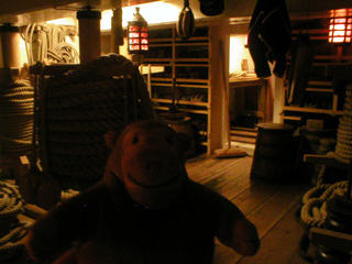 Mr Monkey looking at the boatswain's stores