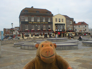 Mr Monkey looking at pubs on The Point