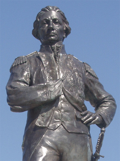 Part of the statue of Nelson in Portsmouth