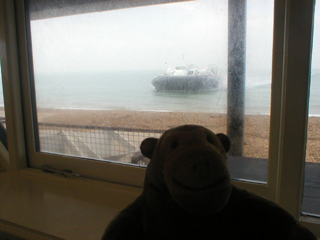 Mr Monkey watching the hovercraft arrive