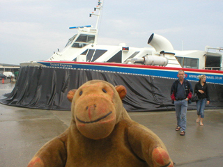 Mr Monkey walking away from the hovercraft at Ryde