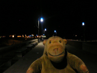 Mr Monkey following the trail of blue lights
