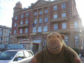 Mr Monkey outside the Queen's Hotel