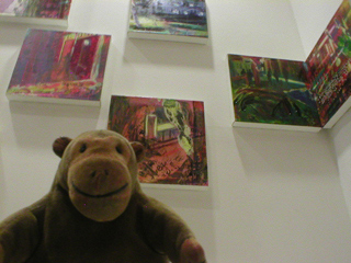 Mr Monkey looking at Mediha Ting's Fragmented London pictures