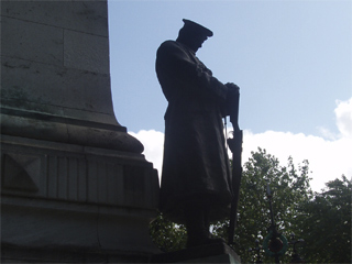 A statue on the LMS war memorial