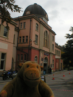 Mr Monkey looking at the Peak District Mining Museum
