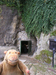 Mr Monkey outside the door into the Temple Mine