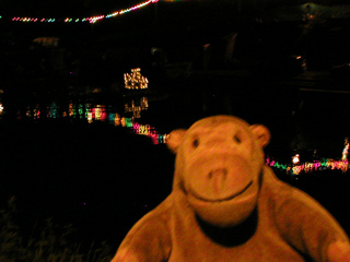 Mr Monkey watching the candle-lit boat