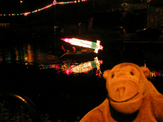 Mr Monkey watching Thunderbird One floating on the Derwent
