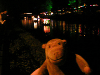 Mr Monkey watching the Venetian Nights boats row away