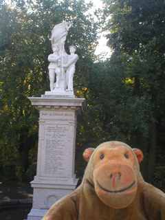 Mr Monkey looking at Matlock Bath war memorial