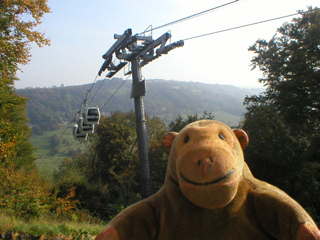 Mr Monkey looking at the cable car gantry