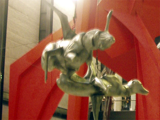 A replica of Untitled (Three large animals) by Bruce Norman