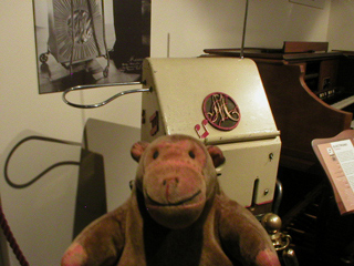 Mr Monkey looking at a Theremin
