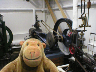 Mr Monkey looking at the Robey engine