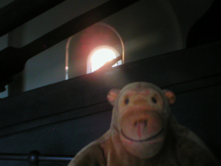 Mr Monkey looking at the beam of the 100 inch engine