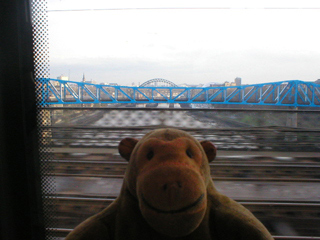 Mr Monkey crossing the Tyne by train