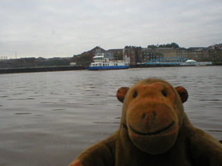 Mr Monkey watching the Shields ferry leaving North Shields