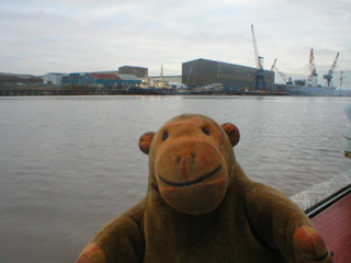 Mr Monkey looking at tugs on the Tyne