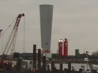 A conical chimney ventilating the Tyne Tunnel
