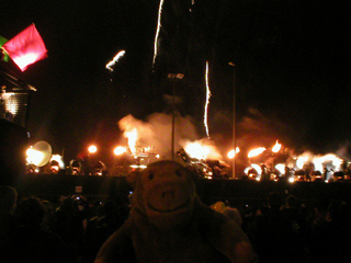 Mr Monkey watching the finale of the fireworks