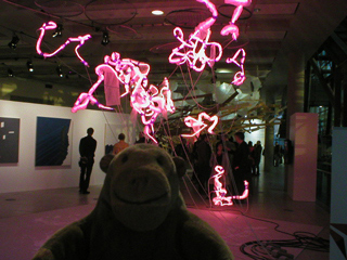 Mr Monkey looking at Untitled by Gandalf Gavan