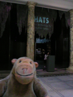 Mr Monkey outside the Hats exhibition
