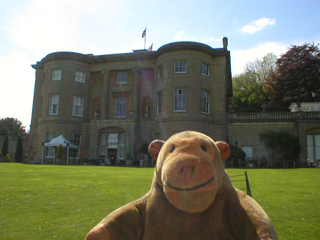 Mr Monkey looking at the front of Claverton Manor