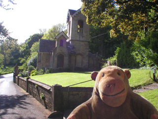 Mr Monkey looking at the lodge of Claverton Manor